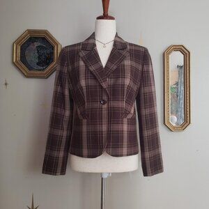 Vintage Chadwicks 6 Petite Brown Plaid Blazer Jacket